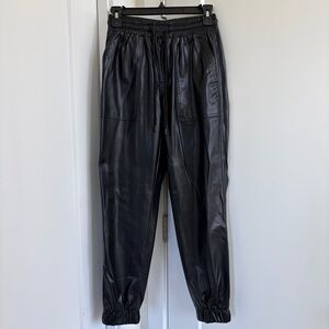 Blank NYC Black Faux Leather Sporty Joggers